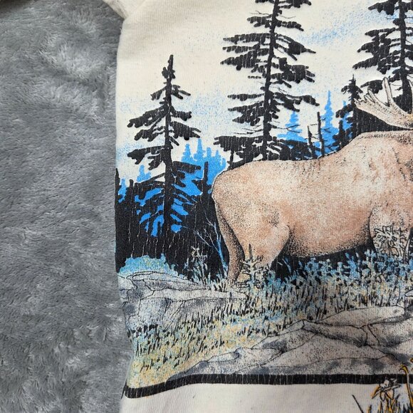 Vintage 90s Pennsylvania Shirt XL Beige San Segal Anvil Single Stitch Wolf Bear - Picture 6 of 12